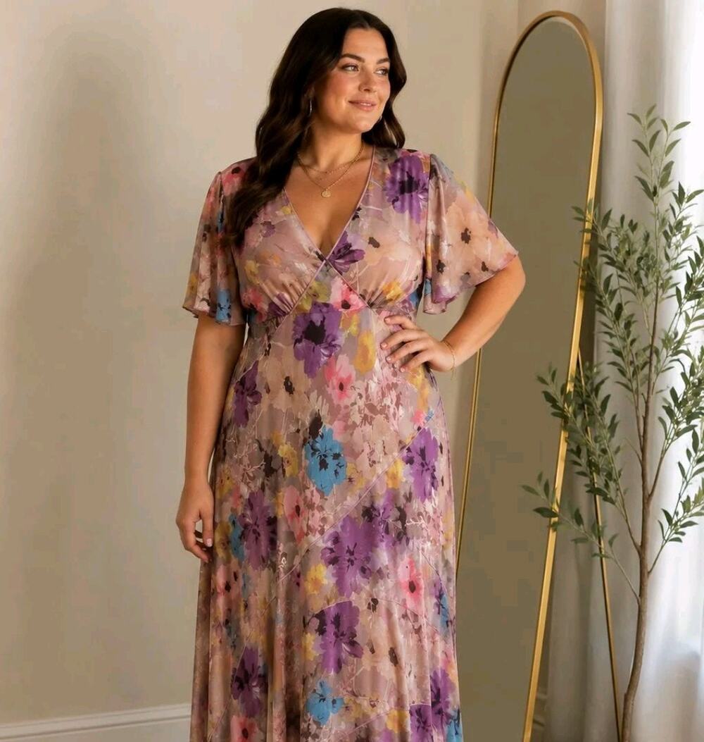 Sundance Silk Floral Hi Lo Midi Dress